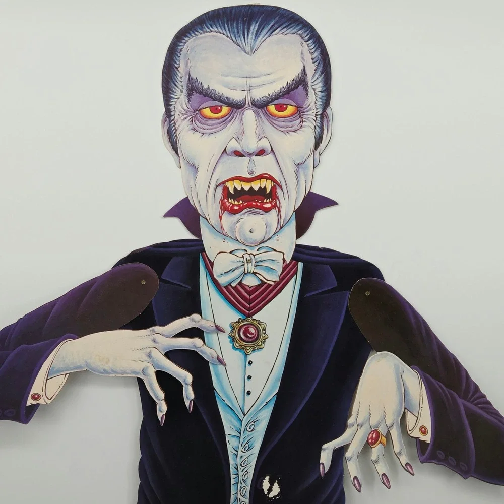 Vampire Dracula Halloween Jointed Double Sided Die-Cut Realistic Decor Vintage